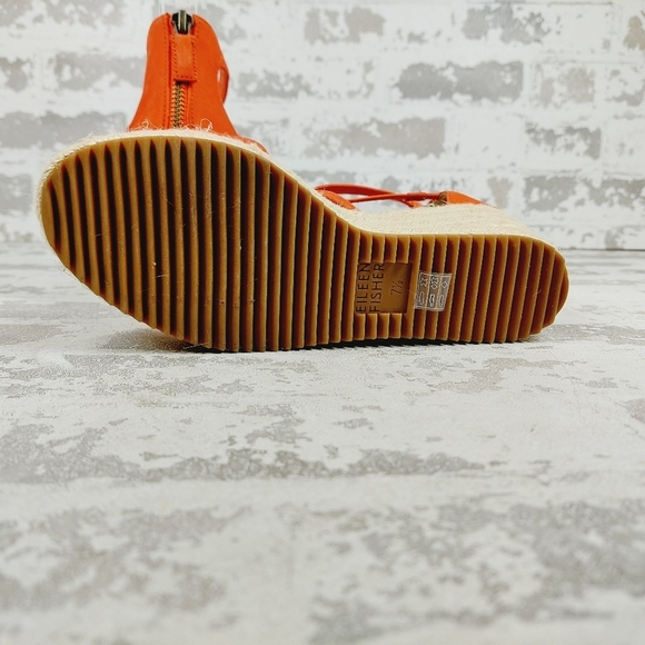 New Eileen Fisher Wanda Orange Suede Espadrille H603 - Picture 8 of 12